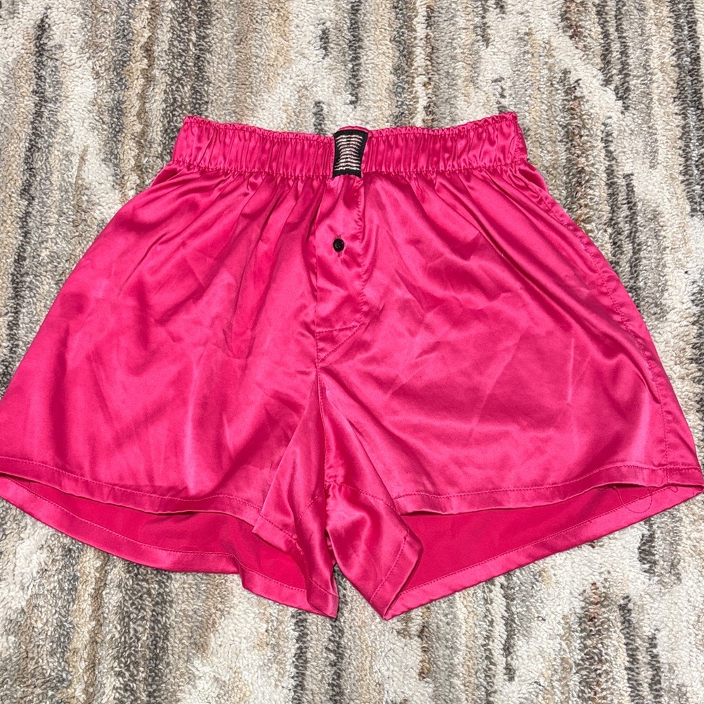 Savage Fenty silk hot pink boxer shorts